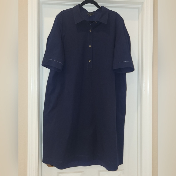 Lafayette 148 New York Navy Button Front Dress Size XXL NWT - Picture 1 of 7